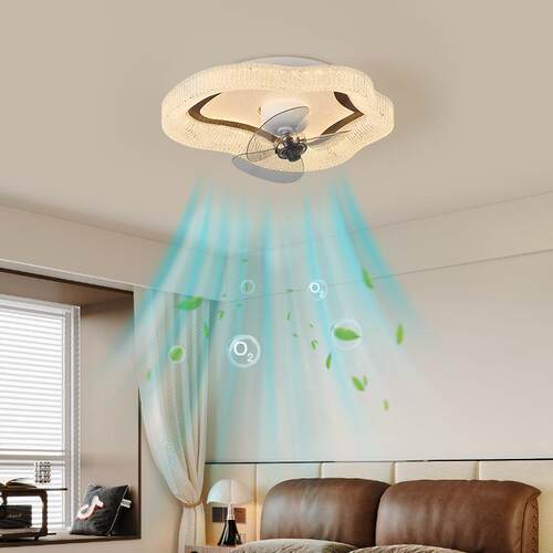 卧室专用风扇灯北欧简约现代云朵led极简电扇灯主卧灯房间吸顶灯