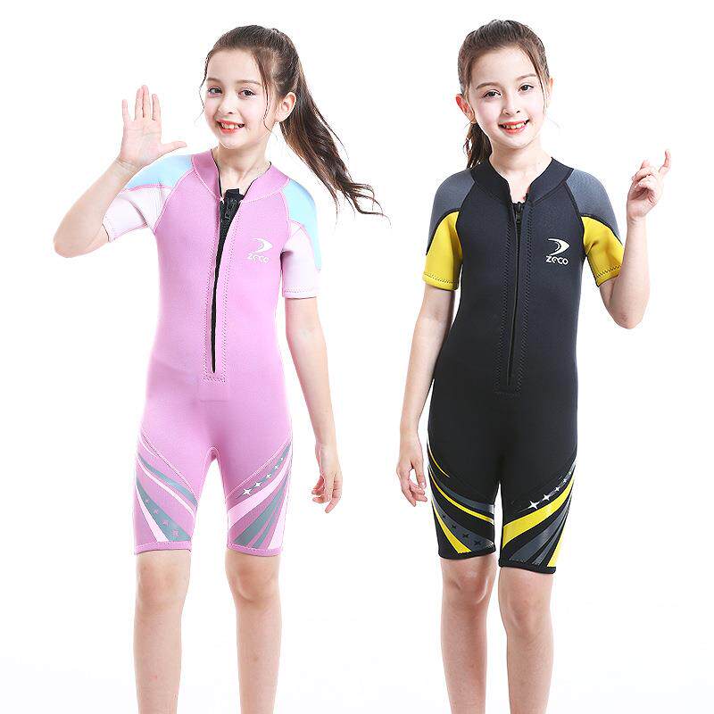 儿童潜水服2.5MM加厚保暖冬泳衣连体女浮潜冲浪防晒漂流 泳装