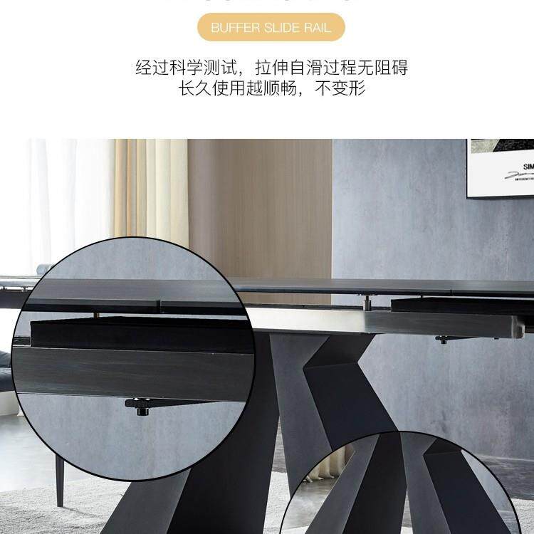 岩板餐桌伸缩折叠收缩长方形可拉伸现代简约家用小户型轻奢饭桌