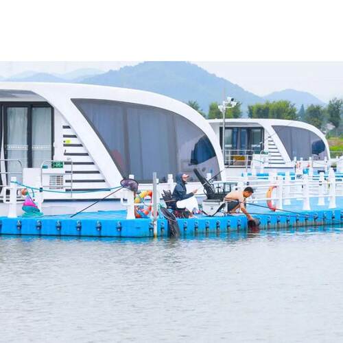 欧式水上民宿房船房艇特色水上休闲聚会住宿酒店漂浮钓鱼船屋
