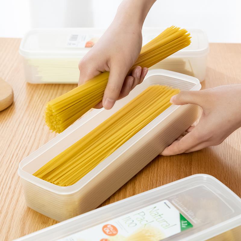 日本进口面条收纳盒意面放挂面盒冰箱食物保鲜盒密封长方形收纳盒
