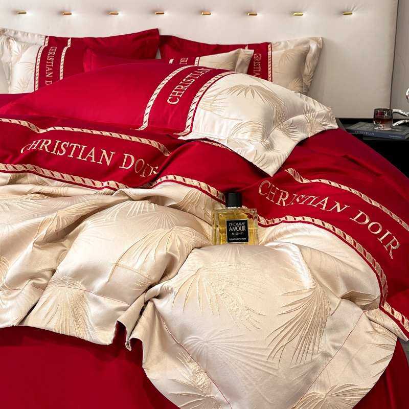 高档简约结婚四件套大红色新婚陪嫁被套纯棉婚庆床上用品婚房喜被,床上用品,婚庆床品套件,淘宝优惠券,粉丝福利购,淘宝优惠卷