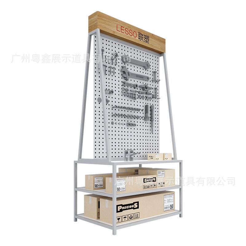 建材五金配件展示架产品展柜洞洞板双面中岛货架工厂定制商超货架