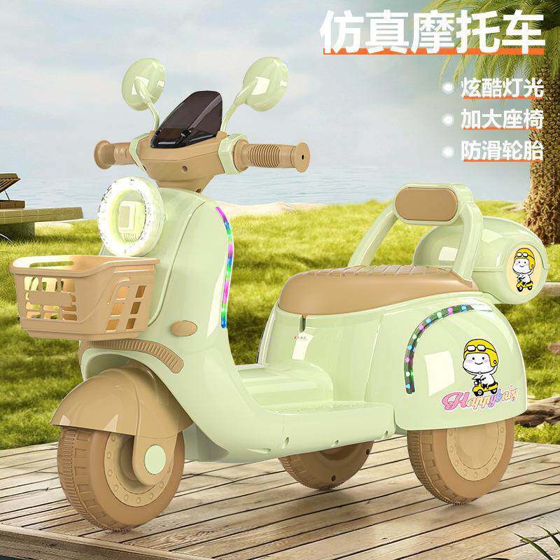 新款儿童电动摩托车三轮车男女孩宝宝车小孩可坐充电遥控玩具车