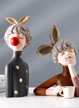 泡泡女孩电视酒柜摆件家居装饰品客厅轻奢高档高端玄关小简约现代