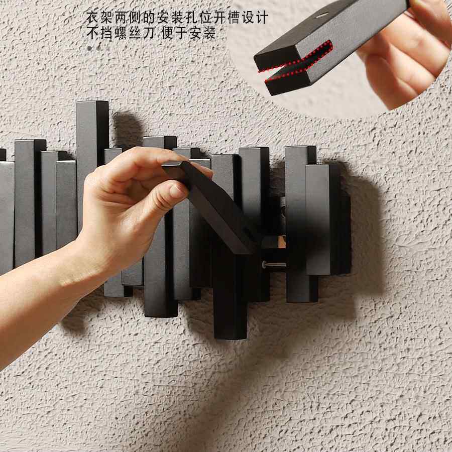 钢琴键挂钩衣架关墙上壁挂进门玄挂门入户门衣服木质创意F9879S5H