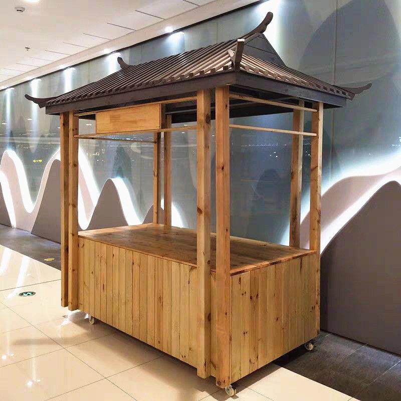 防腐木售货车景区移动售卖车美食小吃夜市摆摊车商业展销仿古花车