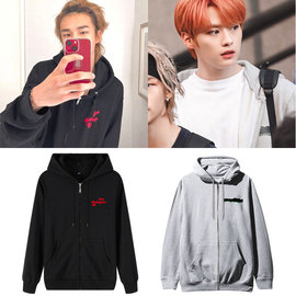 StrayKids黄铉辰李旻浩同款卫衣服加绒薄秋冬拉链连帽开衫打歌服