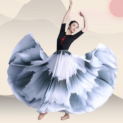 新款0国民族风古舞典舞蹈半身裙现代跳大摆裙演出服广场练功裙7中