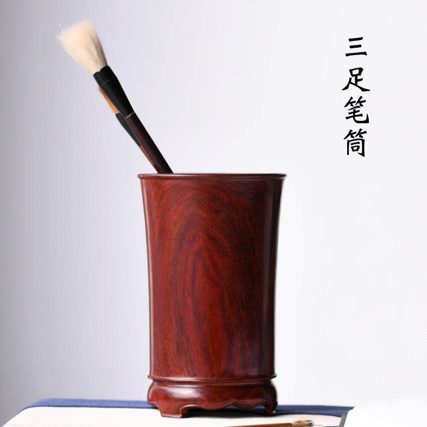 印度小叶紫檀高油高密老料紫檀笔筒镇尺书房用品