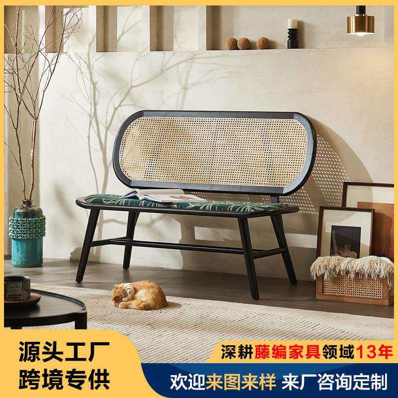 藤椅三件套客厅现代简约室内单人椅白蜡木藤编休闲桌椅藤沙发椅