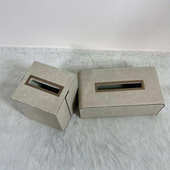 摆件手工盒高级纸盒现代样板房简约售楼处酒店皮质编织抽皮革纸巾