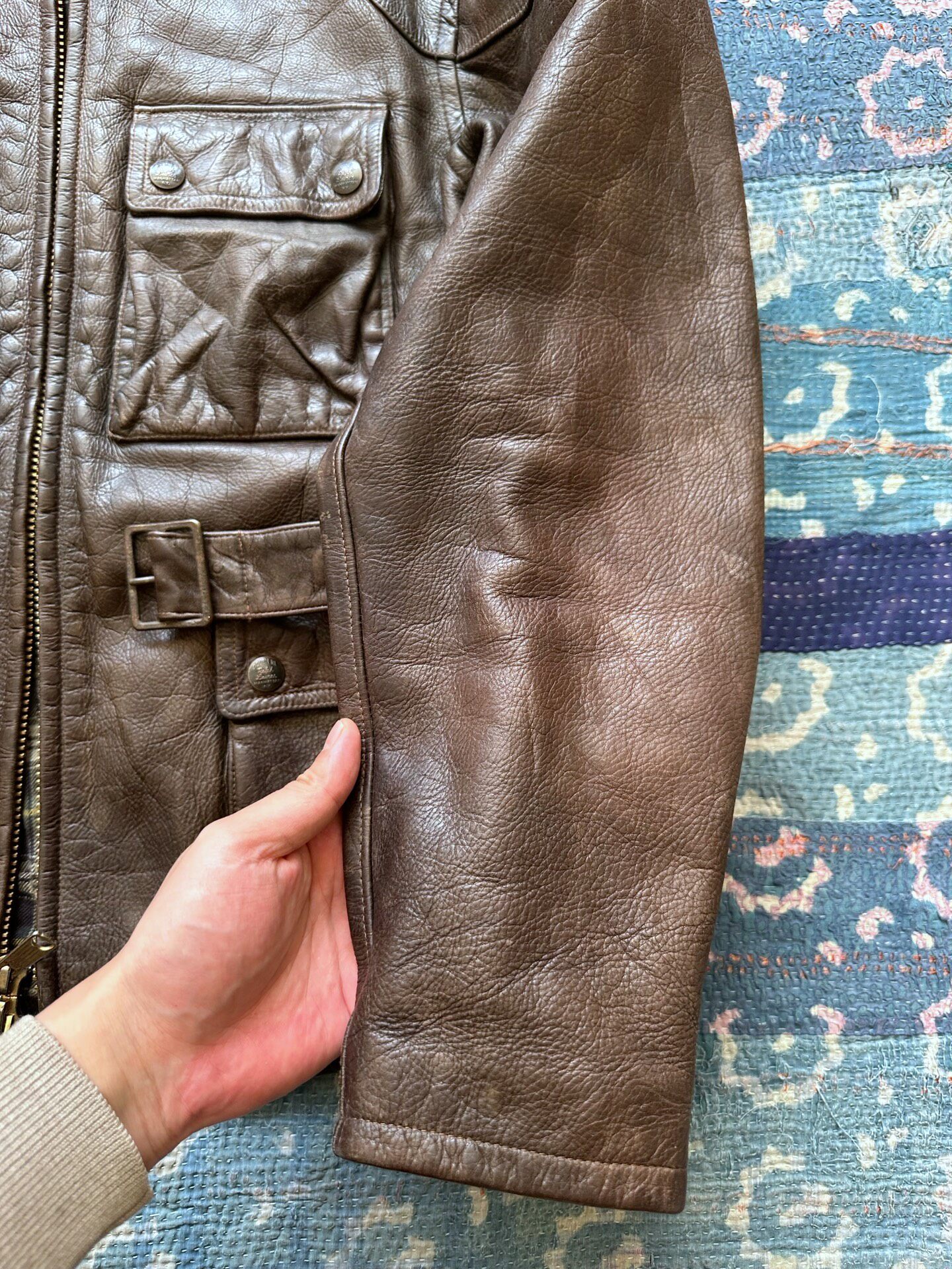 RRL Brown Leather Motorcycle Jacket — back