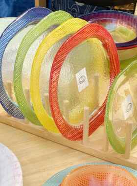 [YURUUI设计师]韩国Eding彩色耐热玻璃椭圆餐盘酸奶碗晚餐盘餐具