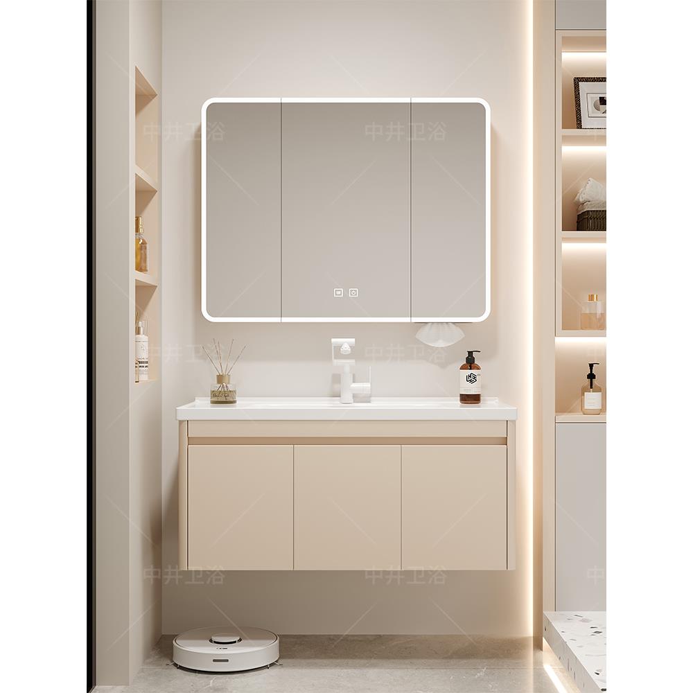 加厚蜂窝铝圆弧浴室柜组合陶瓷一体加深洗手盆洗脸池卫生间洗漱台