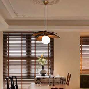 藤编吊灯复古法式 中古卧室吊灯餐厅吧台书房魔豆灯实木吊灯民宿风