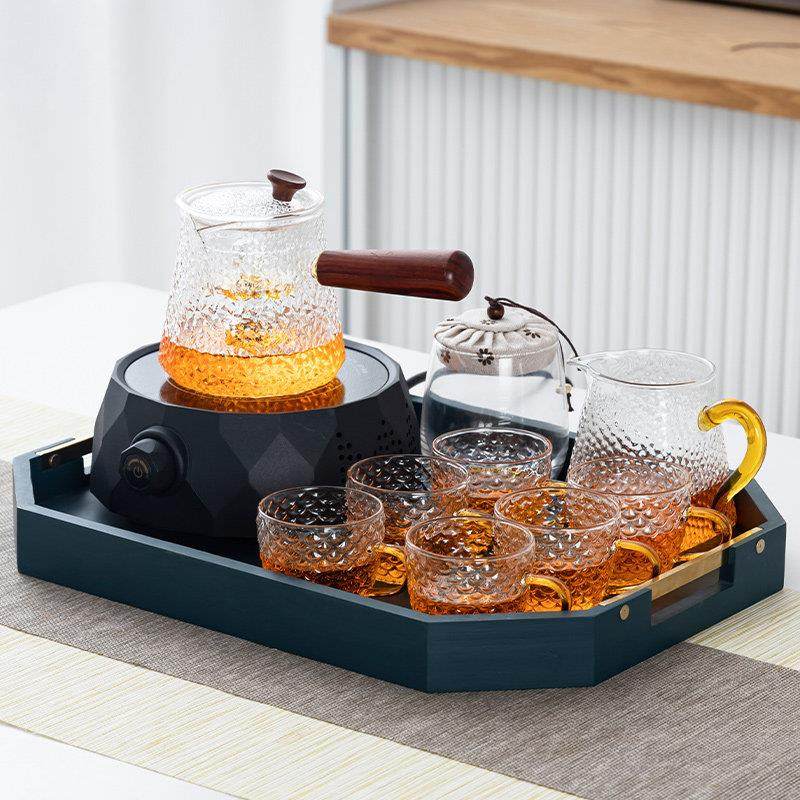 黑晶炉煮茶器玻璃茶具套组家用泡茶加热烧水壶小型花茶壶蒸煮茶炉,餐饮具,茶壶,淘宝优惠券,粉丝福利购,淘宝优惠卷