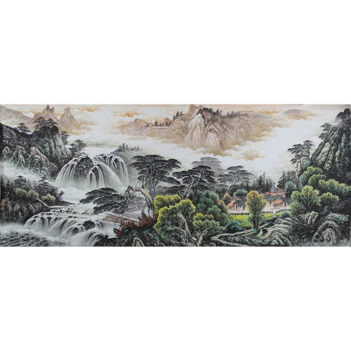 纯手绘小八尺无框画芯山水画卧室客厅书房挂画