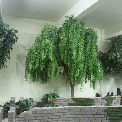仿真柳树室内装饰柳树青叶垂柳造型逼真展厅酒店商场装饰仿真树柳
