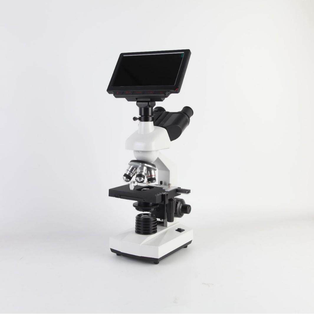 三目TV生物显微镜超清7寸显示屏1600X数码显微镜带手持细菌细胞
