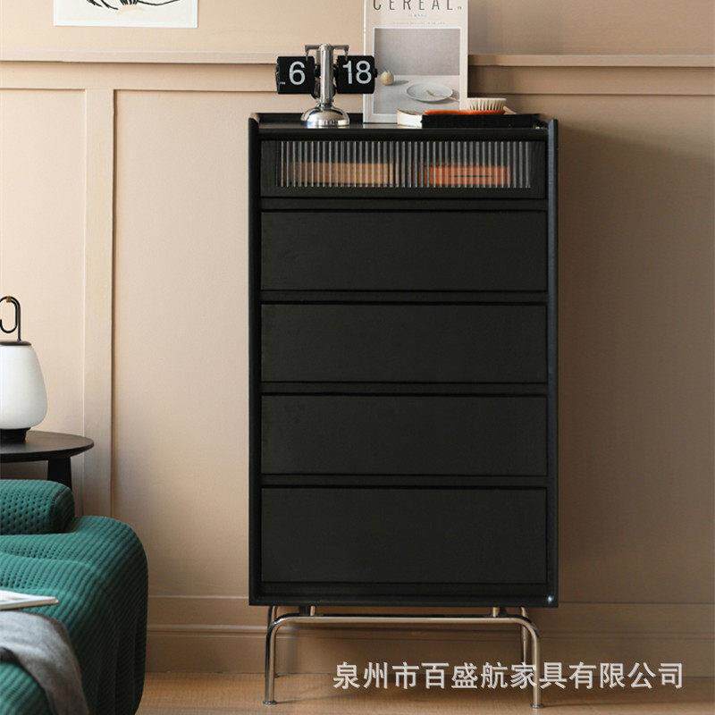 北欧实木五斗柜家用小户型多功能收纳柜客厅悬浮多格抽屉玄关斗柜