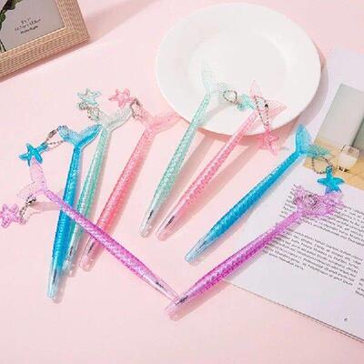 5Pcs Crystal Glitter Mermaid Pendant Neutral Pen Wedding
