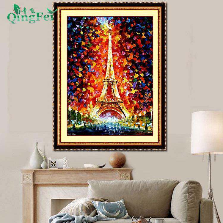 青飞精准印布巴黎晚秋巴黎铁塔油画十字绣满绣风景客厅卧室
