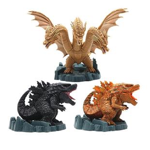 跨境 Q版哥斯拉怪兽之王手办模型红莲哥三头龙王者基多拉玩具公仔