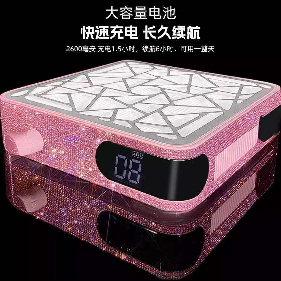 跨境 蓄电美甲吸尘器镶钻款大吸力打磨卸甲不跑灰除粉尘无刷电机