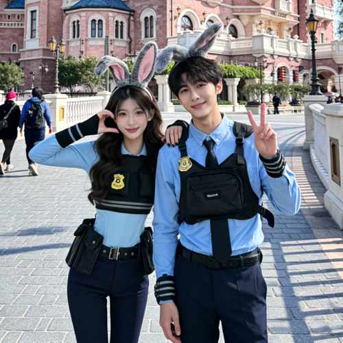 【兔子警官】情侣款~朱迪cos服装万圣节漫展cosplay上衣长裤套装