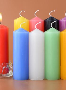 24小时无味多彩色加粗款家庭停电照明备用红白蜡烛节日紫色纯黑腊