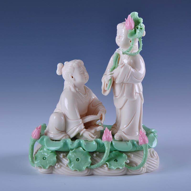 高档陶瓷人物摆件结婚礼物厅居饰品客室内装中式婚家房摆设饰工艺