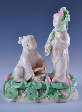 高档陶瓷人物摆件结摆婚礼物家居饰品客厅内装饰中室式房设工婚艺