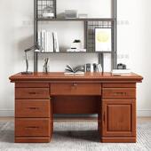 实原办木公桌台式 一体学习书办公 木电01脑桌带抽屉桌单人家用中式