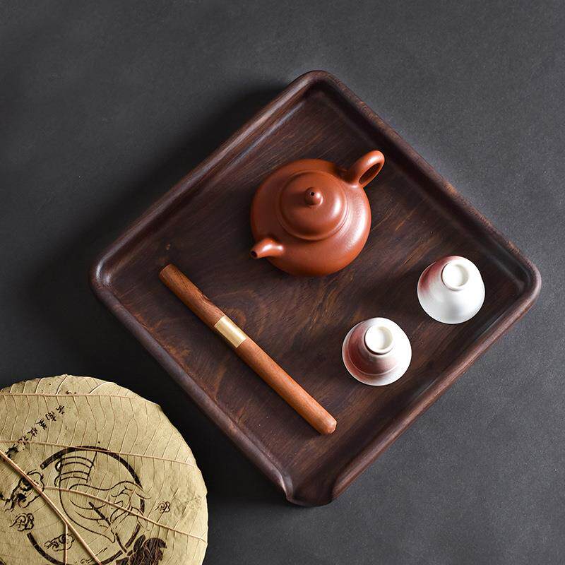 实木一体黑檀木茶饼分茶盘普洱茶盒托盘撬茶盘开茶盘赏茶盘评审盘