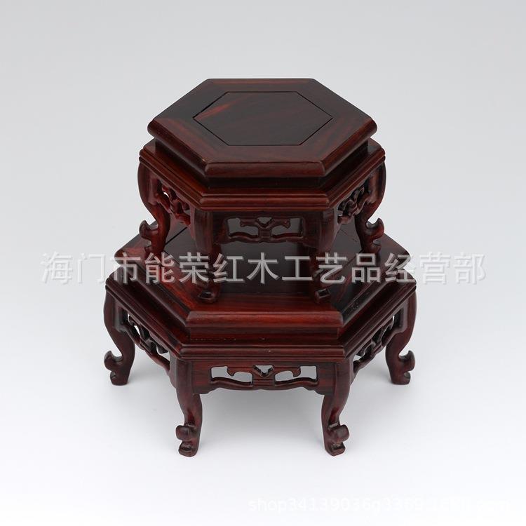 红木工艺品摆件 紫砂壶六角形底座/红酸枝弯脚六角台/厂家直销