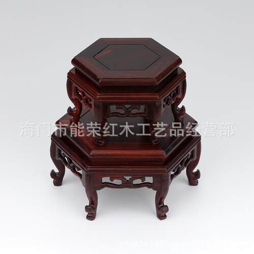 红木工艺品摆件 紫砂壶六角形底座/红酸枝弯脚六角台/厂家直销