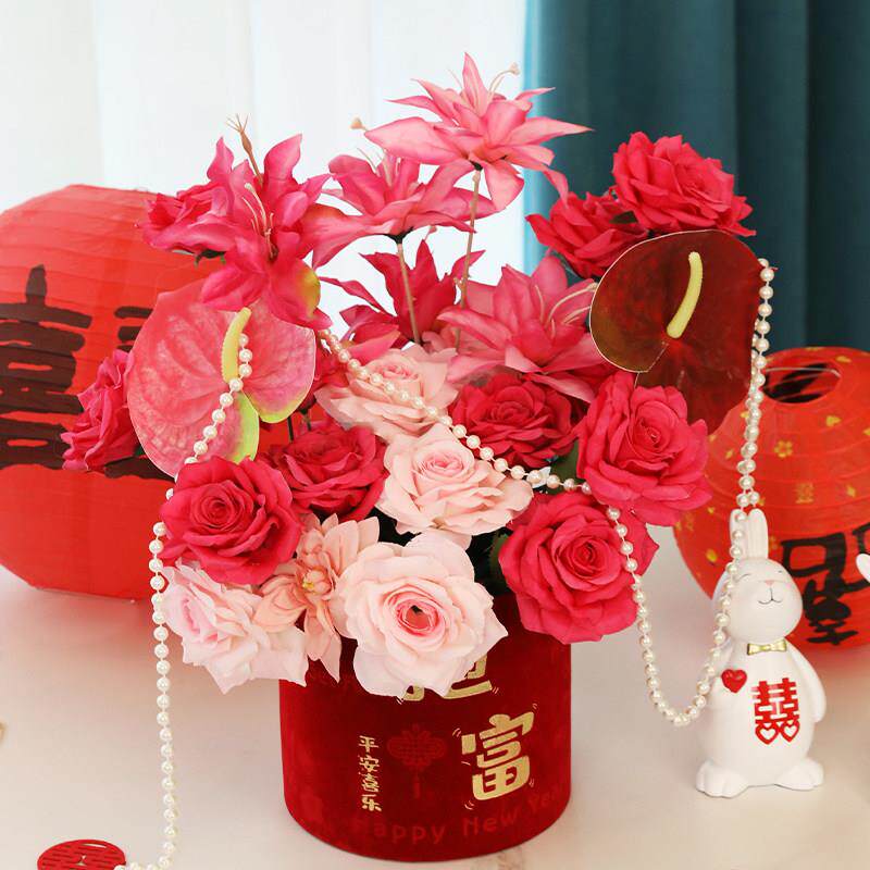 结婚礼仿真花朵盆栽摆件婚房布置套装订婚宴场景装饰婚庆用品大全