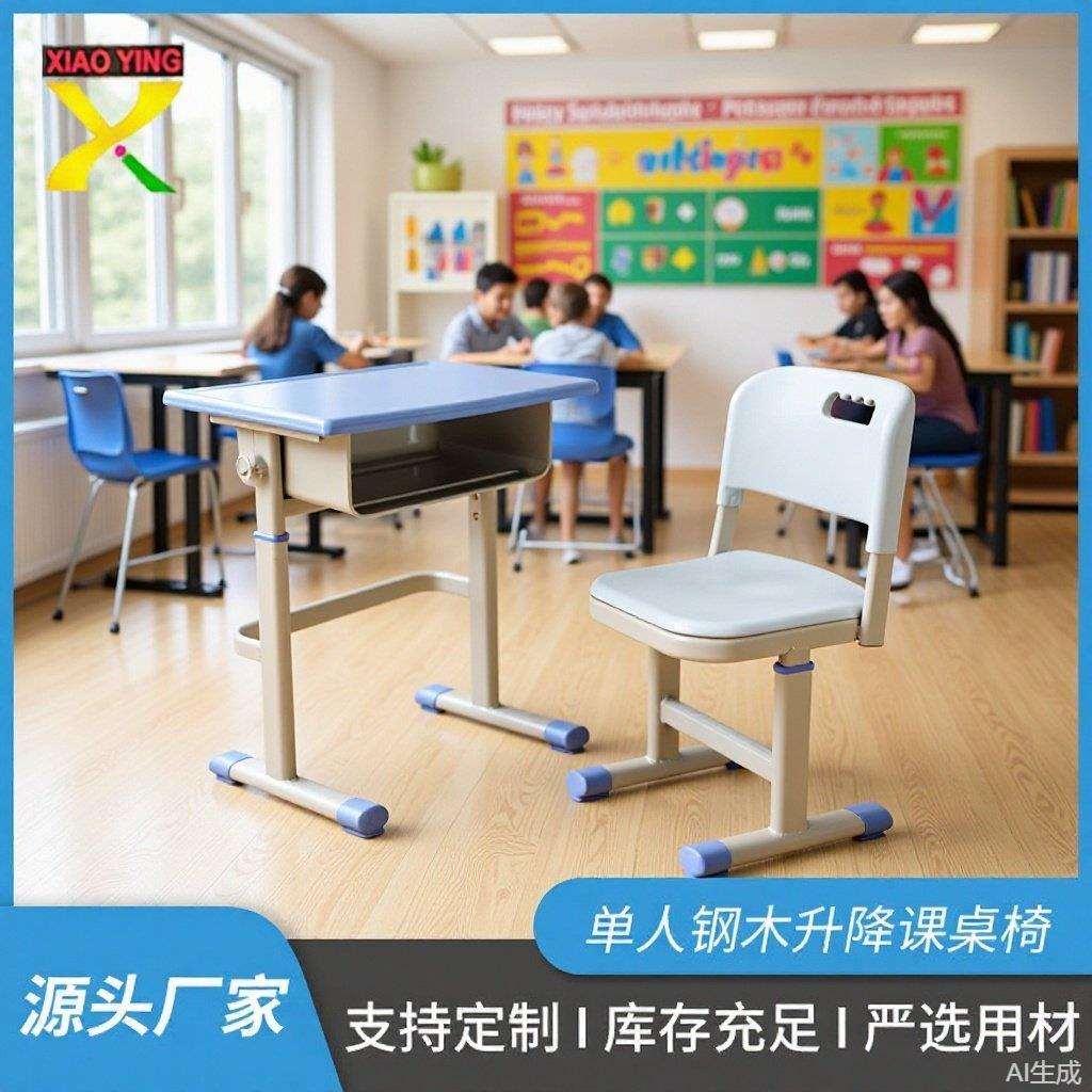 学生桌椅培训学校辅导班桌椅可升降单人中小学生课套装可升降调节