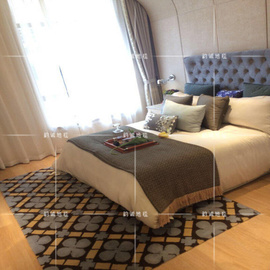 现代北欧格子地毯客厅茶几沙发地毯卧室床边手工腈纶地毯定制