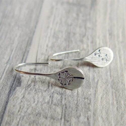 Exquisite simple retro silver plated dandelion Drop Earrings