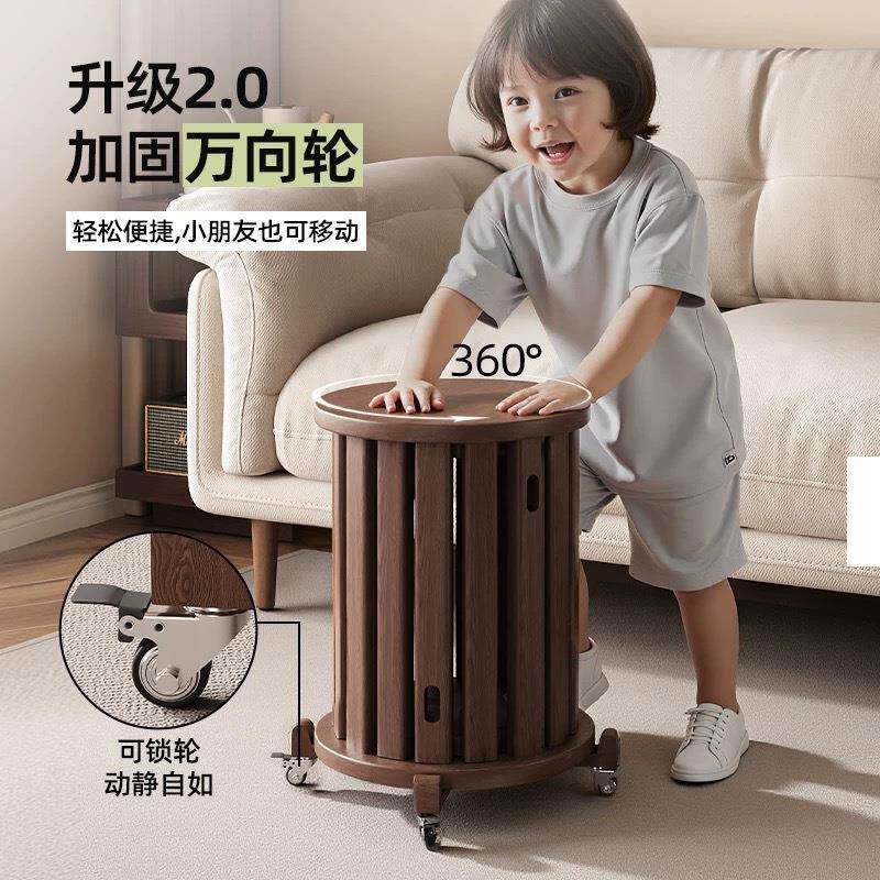 实木凳子可摞叠圆凳组合矮凳家用餐桌板凳备用叠叠乐万向滑轮椅子