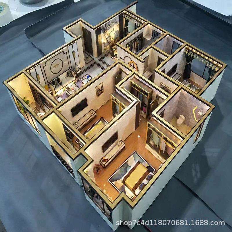售楼部户型沙盘模型场景制作房地产建筑现代中式电动立体