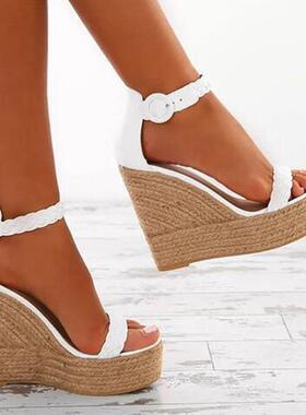wedge sandals for womne plus size Hemp rope sole shoes 43 42