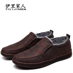 新款鞋冬季加绒保暖棉男老北一京布鞋老二年防滑牛筋底爸爸休闲鞋