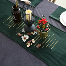 桌旗现代简约北欧时尚电视柜，茶几餐桌欧式ins风格墨绿色文艺桌旗