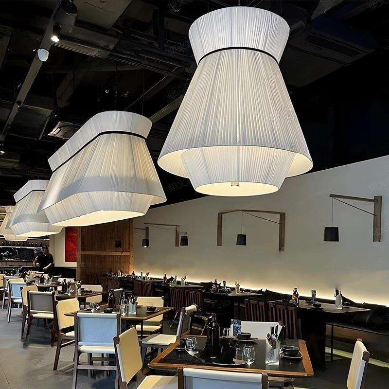 中式饭店餐厅吊灯酒店大厅宴会厅餐饮商用长形灯北欧简约布艺灯