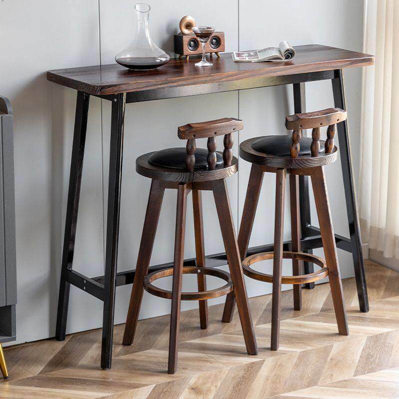 实木小吧台桌椅家用轻奢高脚长条桌子靠墙阳台窗边桌客厅隔断吧桌
