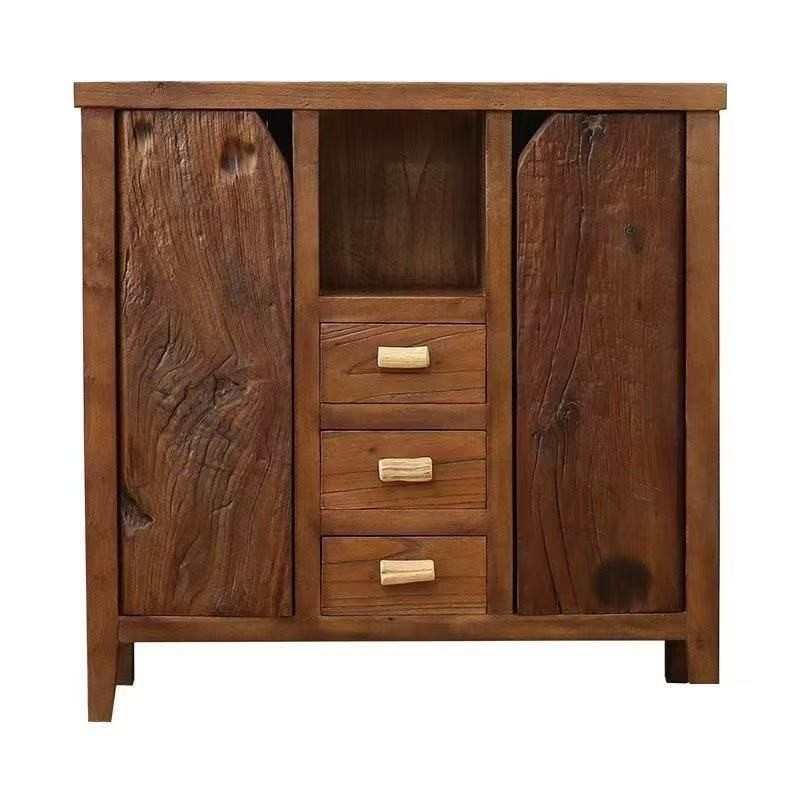 复古老榆木餐边柜茶杯展示架实木储物柜民宿茶室家具民宿装饰柜子