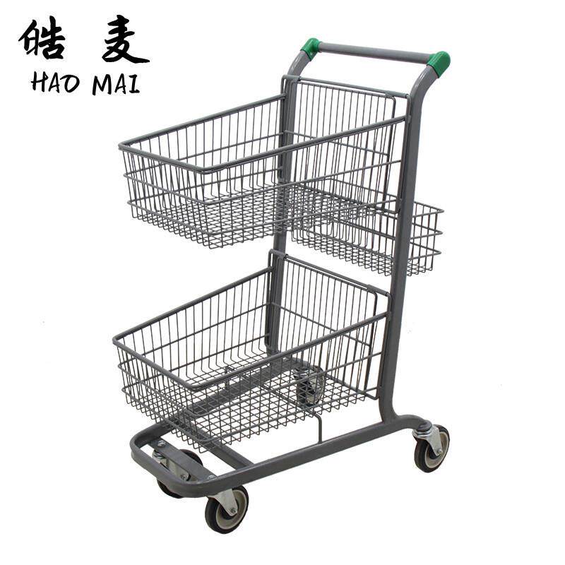 三篮双层超市购物车手推车提篮车多框双层购物车手推车